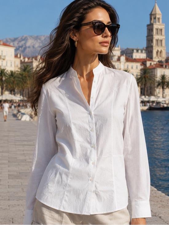 Hinson Wu Tops - Elegant White Textured Blouse